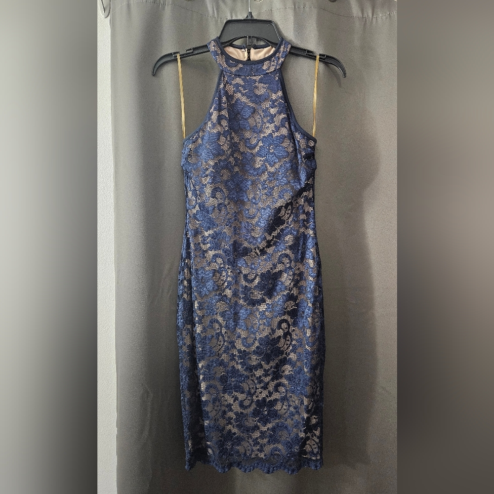 Emerald Sundae Navy Lace Midi Dress